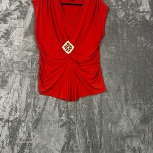AGB Red Women's Blouse with Embellished Front